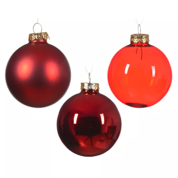 Lote de 21 bolas de Navidad de vidrio surtidas Cristal Rojo