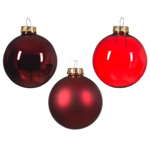 Lote de 21 bolas de Navidad de vidrio surtidas Cristal Burdeos