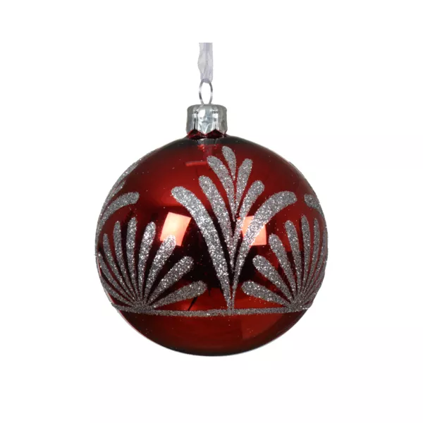 Lote de 6 bolas de Navidad de vidrio (D80 mm) Luxury Rojo