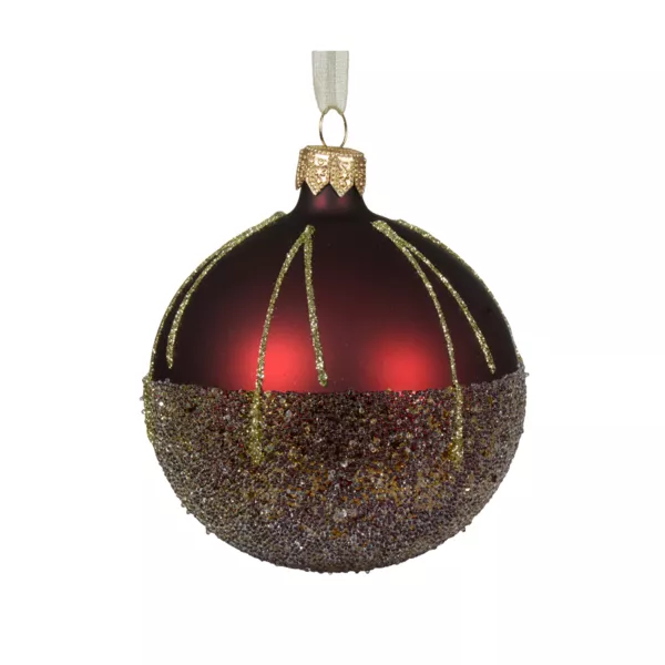 Lote de 6 bolas de Navidad de vidrio (D80 mm) Luxury ballotine Rojo
