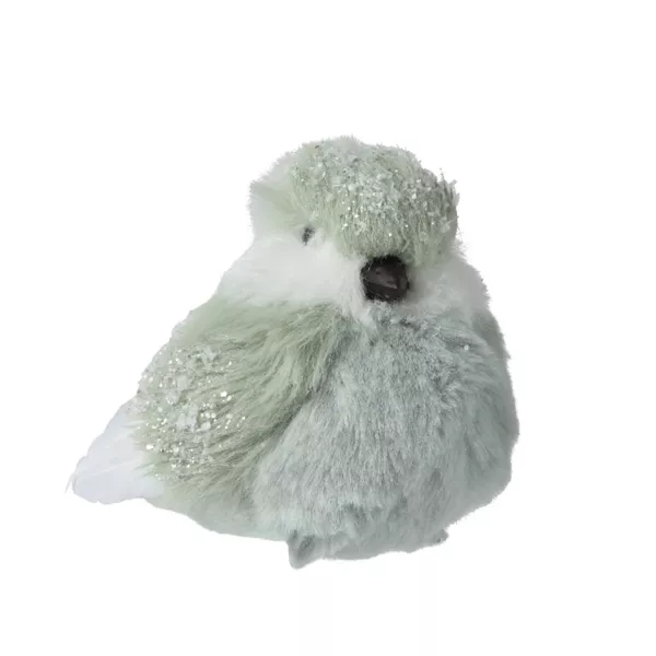 Pájaro en clip (H10 cm) Gorrión Menta blanca