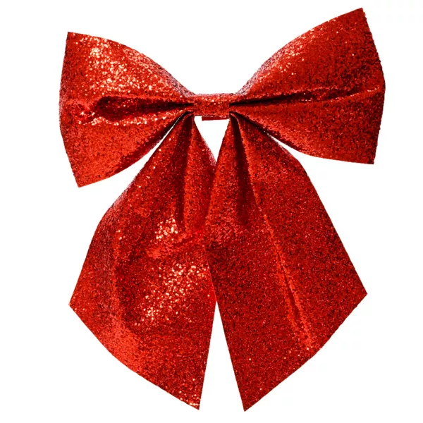 Lot de 5 nœuds de Noël (H9 cm) Scintillant Rouge