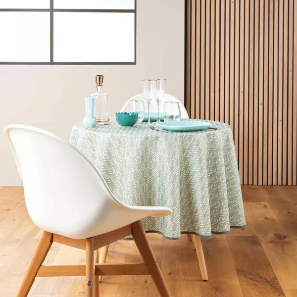 Tovaglia rotonda anti macchia (180 cm) Piana Verde salvia