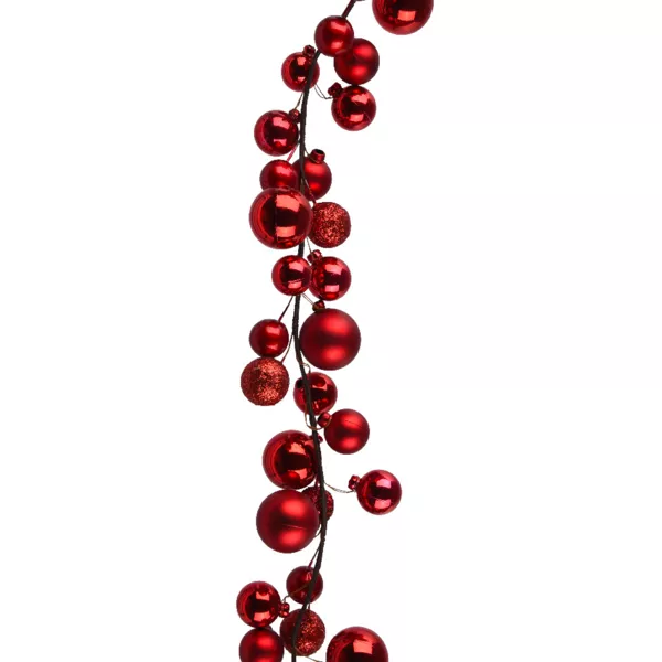 Guirnalda de Navidad (180 cm) Bolas de Navidad Rojas