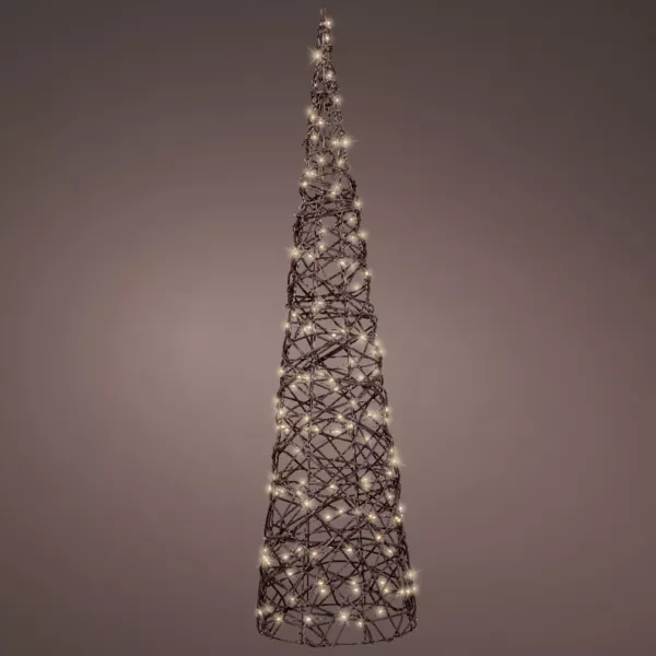 Cône lumineux 160 Micro LED (H90 cm) Résine tressée Brun/Blanc chaud