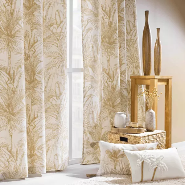 Gordijn met ringen katoen (140 x 240 cm) Duin Beige
