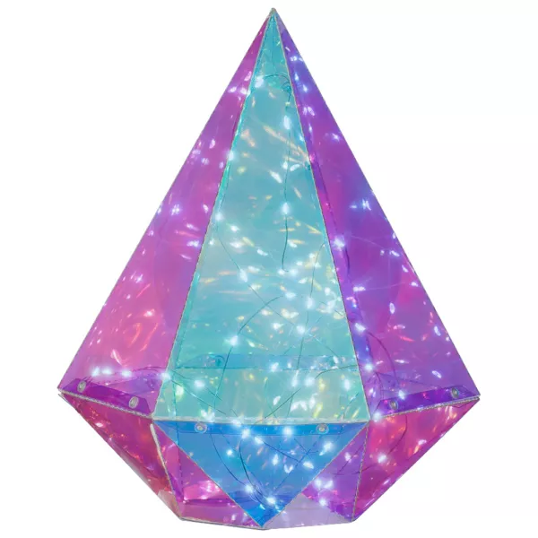 Diamant lumineux à piles 40 LED (H30 cm) Ice irisé Blanc froid