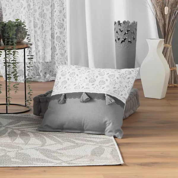 Coussin carré coton (50 x 50 cm) Flavie Gris