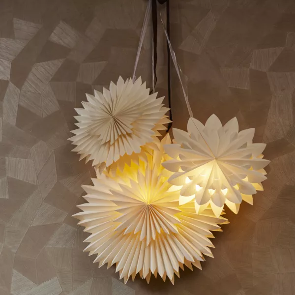 Suspension lumineuse papier LED (D40 cm) Origami Star Blanc chaud