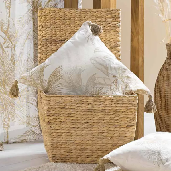 Cojín cuadrado de tela de algodón (45 x 45 cm) Dune Crudo