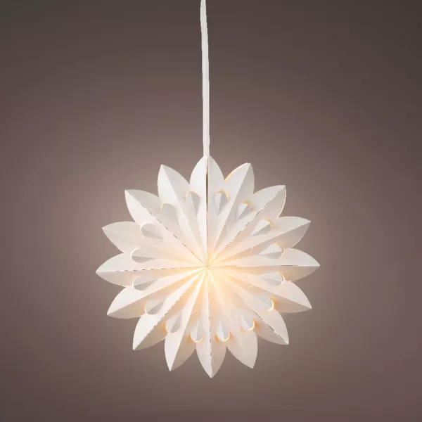 Suspension lumineuse papier LED (D40 cm) Origami Floralia Gris