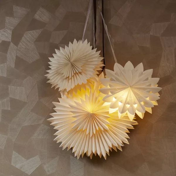 Hangende papieren LED-lamp (D40 cm) Origami Floralia Wit