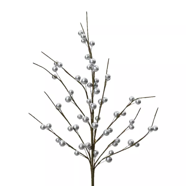 Rama de bayas (H55 cm) Laponia Plata metalizada