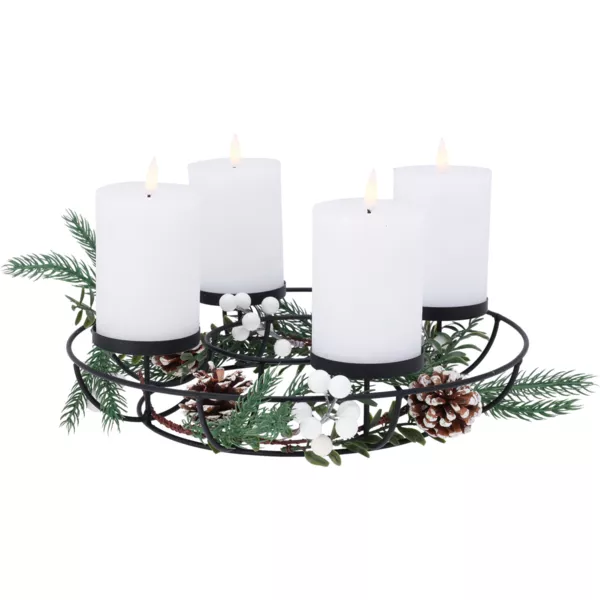 Photophore avec bougie LED (H12 cm) Déco nature Blanc chaud