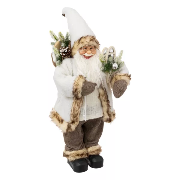 Père Noël traditionnel (H60 cm) Léon en raquette