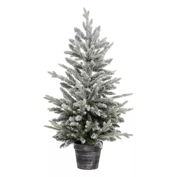 Sapin artificiel de Noël en pot H100 cm Frosty Vert enneigé