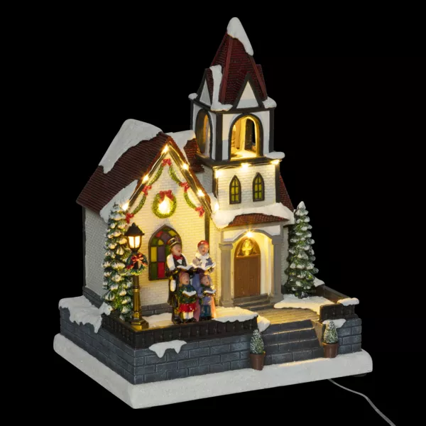Scène de vie illuminée, musicale et animée (H30 cm) Église du village