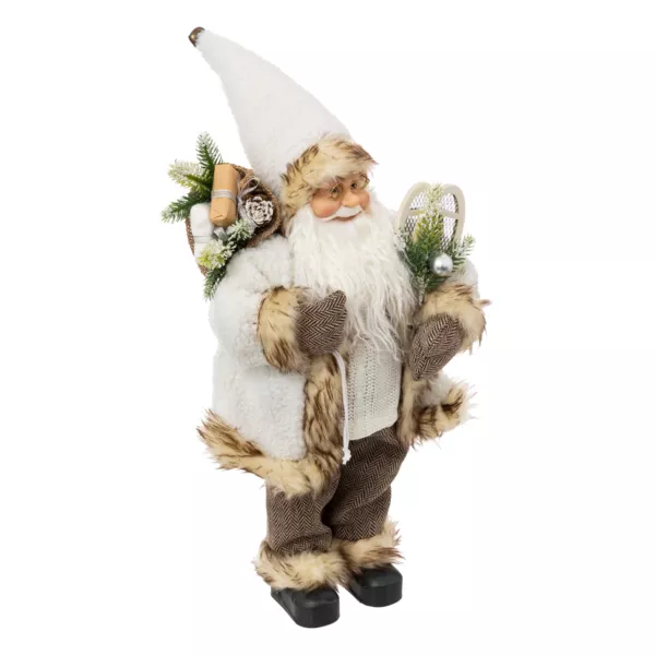 Père Noël traditionnel (H45 cm) Léon en raquette