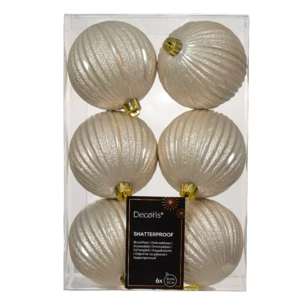 Set van 6 Kerstballen (D80 mm) Glamour Parel