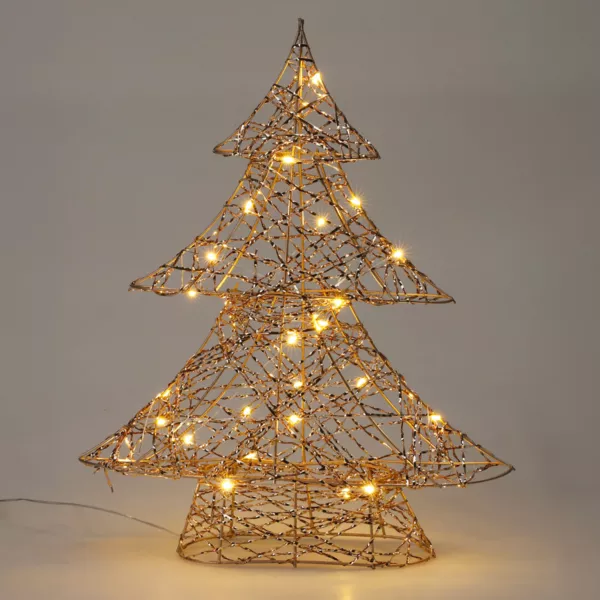 Sapin lumineux à piles 30 LED (H40 cm) Christmas Doré et blanc chaud