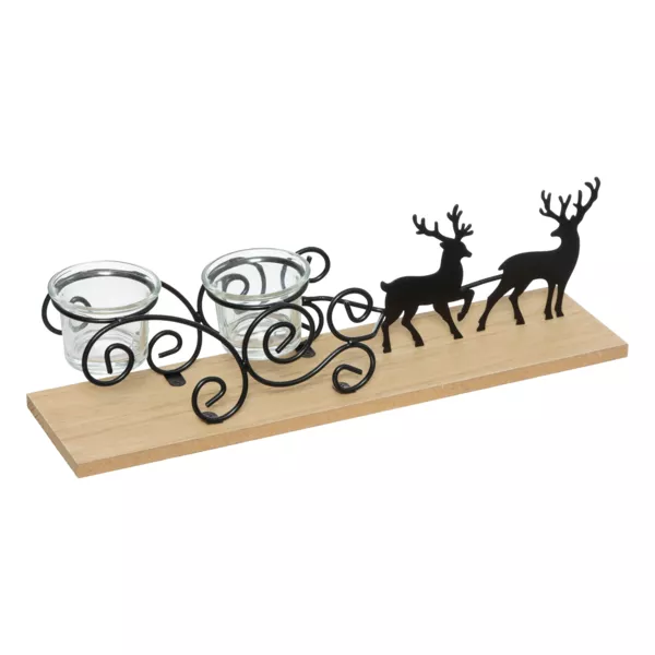 Traineau en bois déco (35 x H11 cm) Photophores de Noël