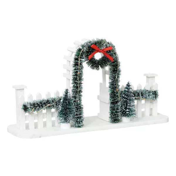 Bogen und Zaun beleuchtet batteriebetrieben (H11 cm) fürs Weihnachtsdorf