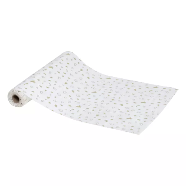 Chemin de table velours (300 x 28 cm) Sapins de Noël Blanc