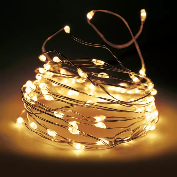 Guirlande lumineuse 24 m 240 Micro LED Fil d'argent Blanc chaud