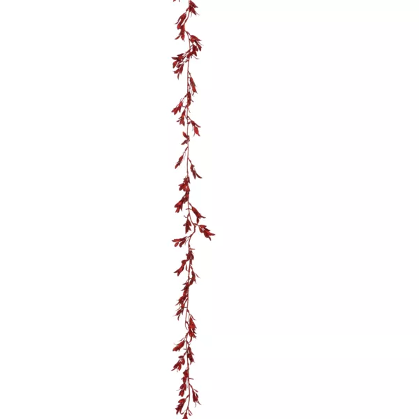 Guirlande de Noël (180 cm) Feuilles pailletées Rouge