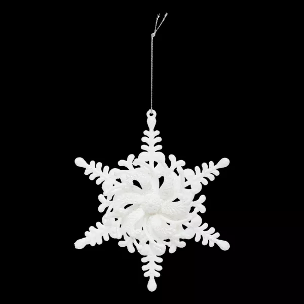 Kerstophanging (D12 cm) Sneeuwster Wit Glitterend