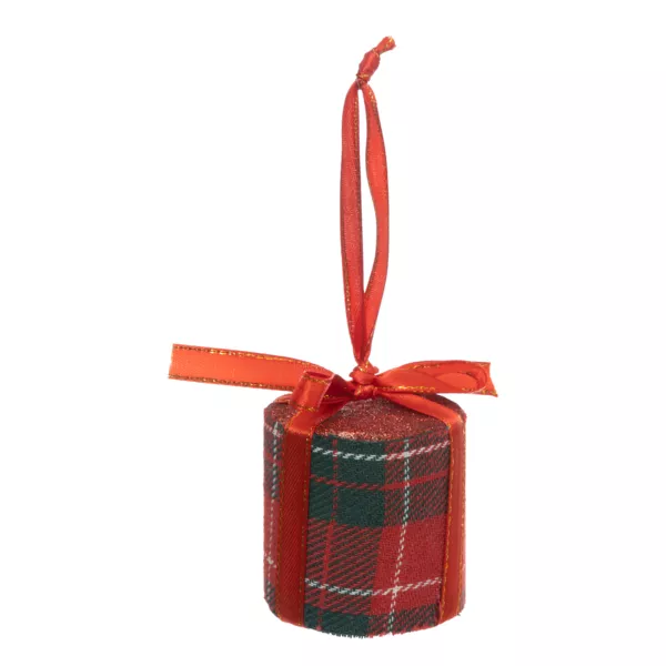 Suspension de Noël (H6 cm) Cadeau en tissu tartan