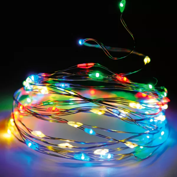 Guirlande lumineuse 8 m 80 Micro LED Fil d'argent Multicolore