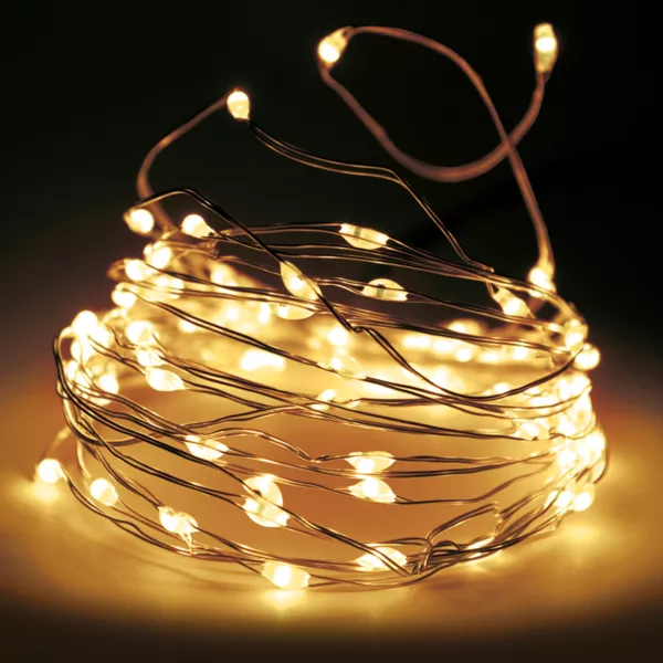Guirnalda luminosa 8 m 80 Micro LED Hilo de plata Blanco cálido
