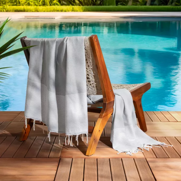 Fouta af genanvendt bomuld (100 x 200 cm) Océane Grå