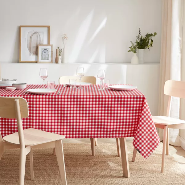 Tafelkleed rechthoekig vlekbestendig (140 x 350 cm) Elise Vichy rood