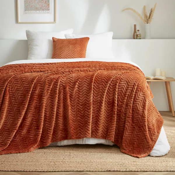 Blødt flannelplaid (180 x 230 cm) Zag Kobber