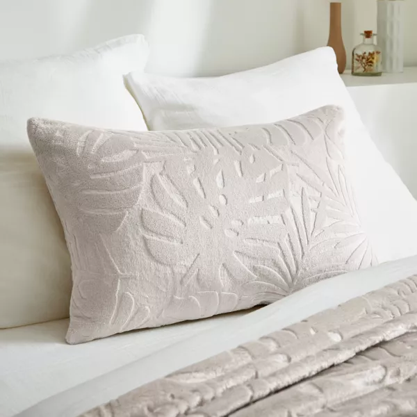 Sierkussen rechthoekig flanel (40 x 60 cm) Flore Ecru