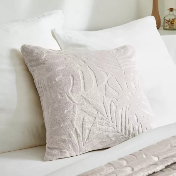 Firkantet flannel pude (45 x 45 cm) Flore Ecru