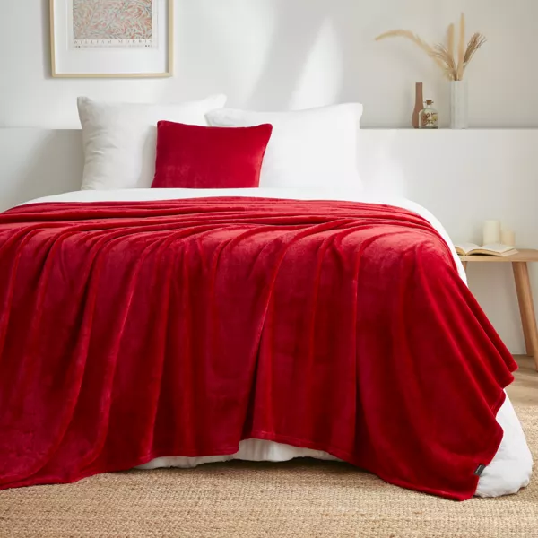 Plaid doux flanelle (220 x 240 cm) Didou Rouge