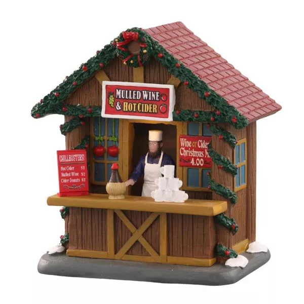 Lemax Kerstdorp verlichte Kraam voor Cider en Hete Wijn