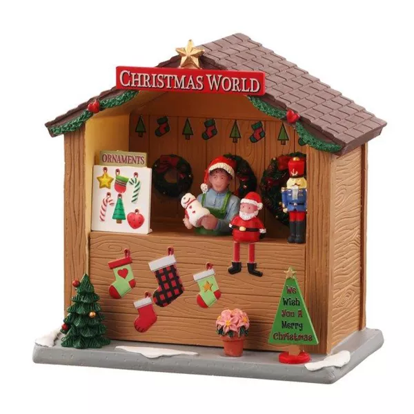 Village de Noël Lemax lumineux à piles Kiosque Christmas World