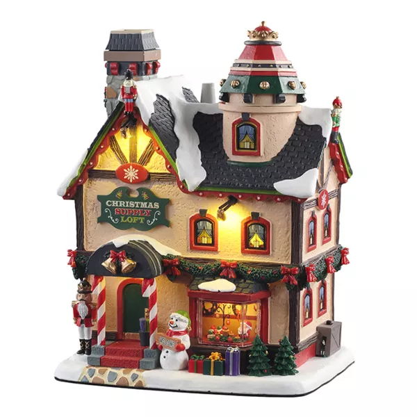 Village de Noël Lemax lumineux Grenier des Fournitures de Noël