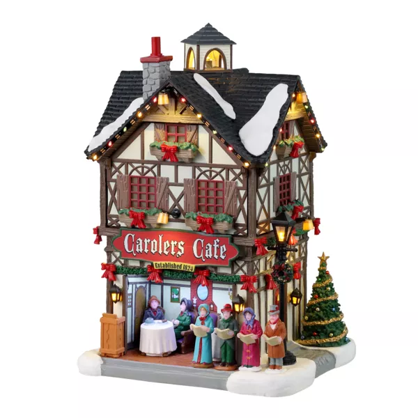 Lemax kerstdorp verlicht op batterijen Het café van de zangers