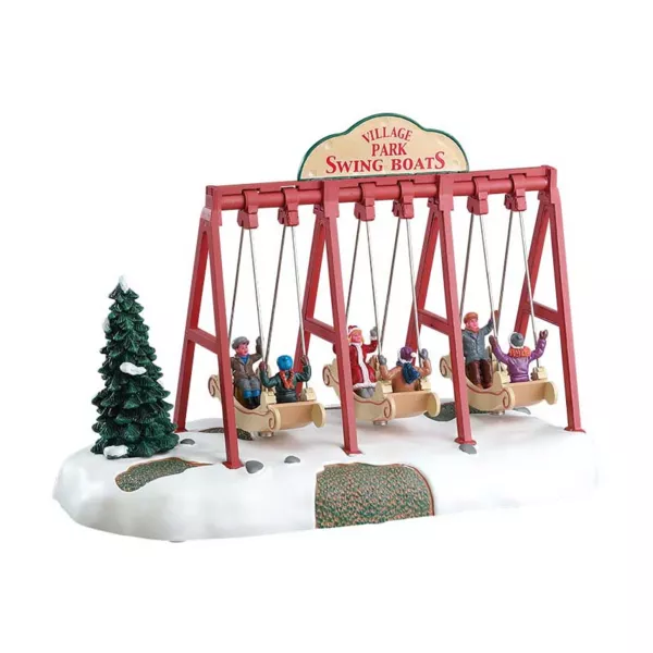 Lemax personages op batterijen Schommelboten Swing Boats