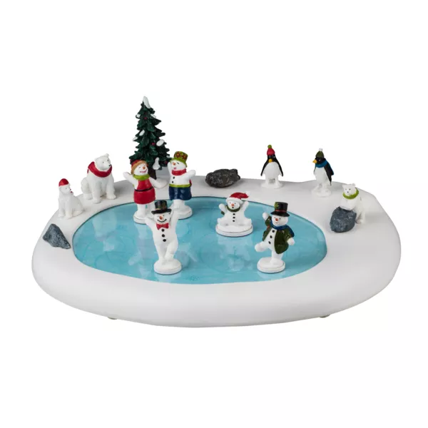 Personnages Lemax à piles Patinoire des Bonhommes de neige