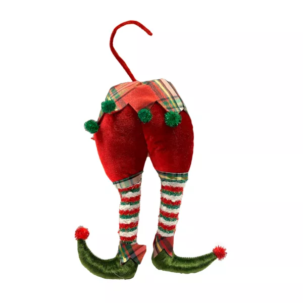 Kerstophanging van stof (H20 cm) Benen van grappige kabouter