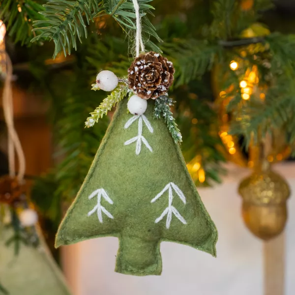 Abeto de fieltro para colgar (H13 cm) Alpine Verde romero