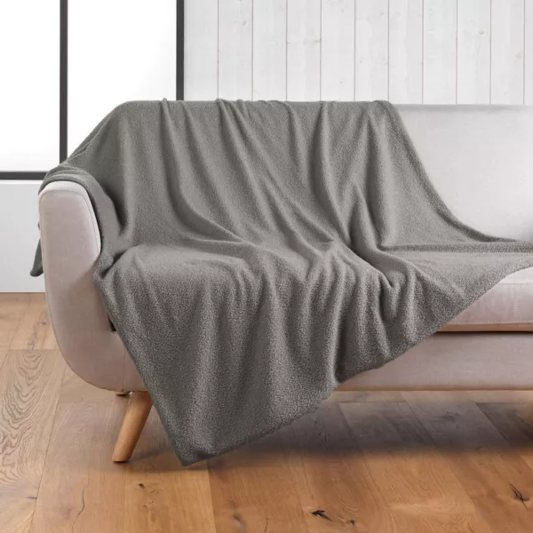 Gebreide plaid (180 x 220 cm) Wooly Grijs