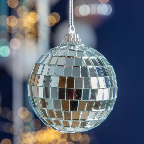 Set von 24 Weihnachtskugeln (D60 mm) Disco Facette Silber