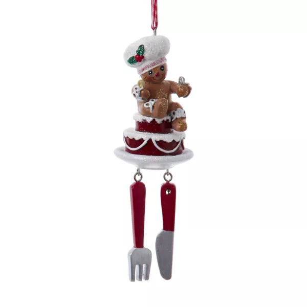 Suspension de Noël (H12 cm) Pain d'épices cuisinier et les couverts
